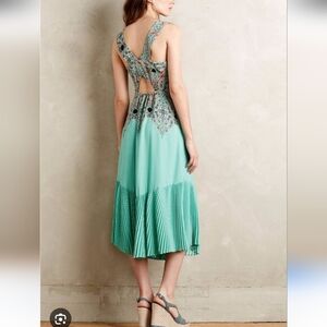 Maeve Green Halter Midi Dress for Weddings